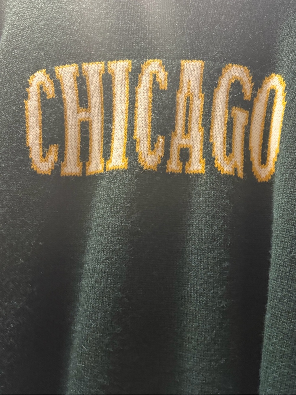 Le Lis Chicago Crewneck Sweater - Green with Yellow-White Lettering